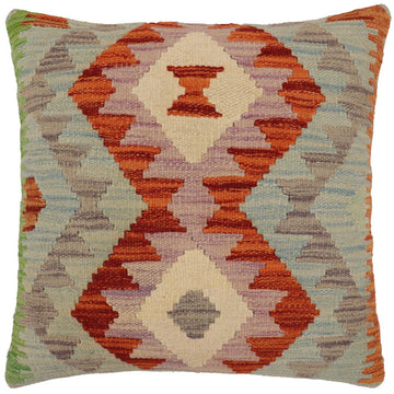 handmade Traditional Pillow Rust Blue Hand-Woven SQUARE 100% WOOL  Hand woven turkish pillow  PILLOW